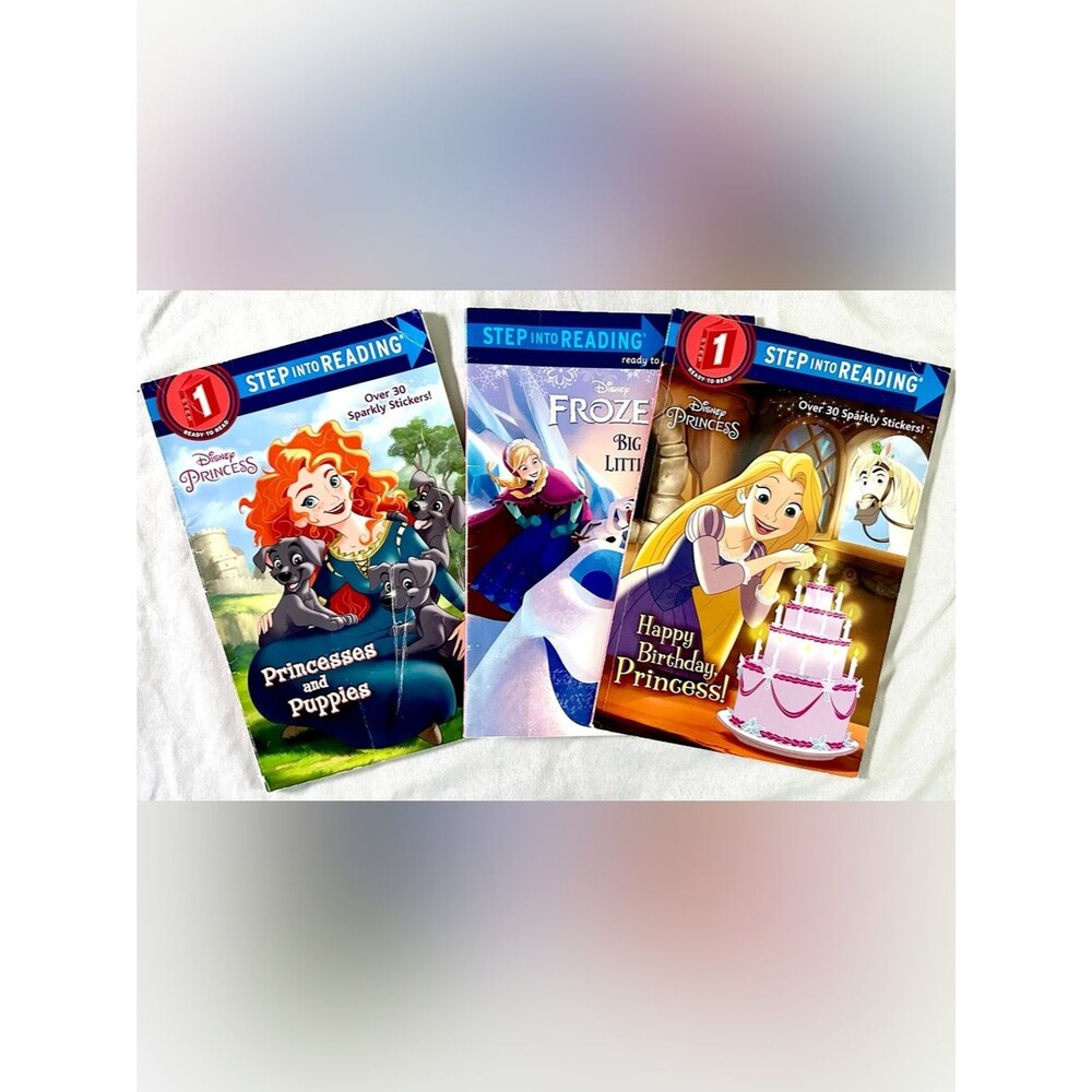 Disney Step Into Reading Level 1 Books Lot of 3 Princess & Frozen w/ Stickers